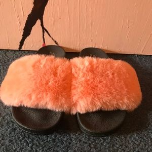 Pink fluffy slides